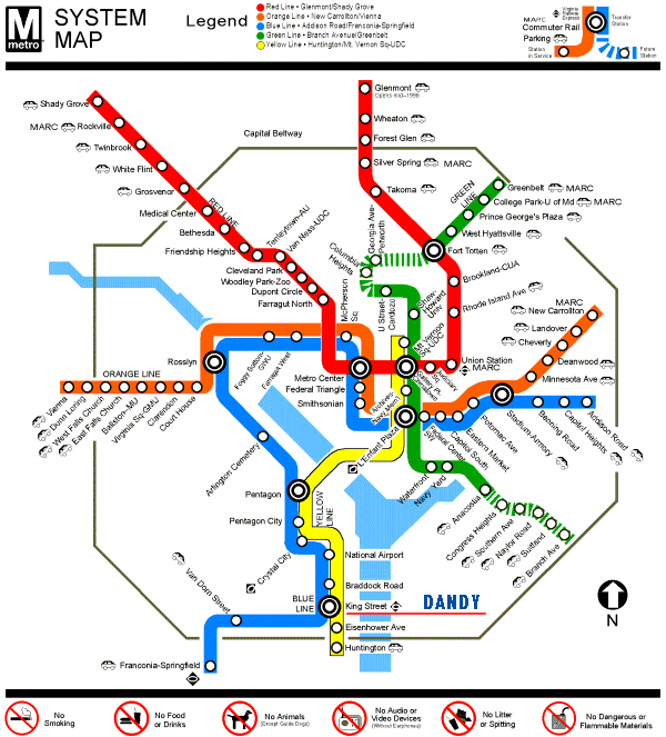 Metropolitan Washington DC-Metro System Map